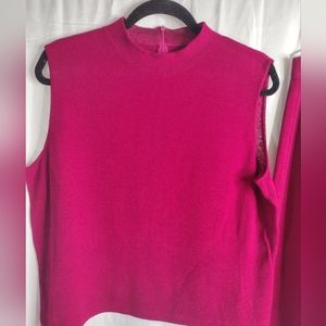 Vintage St. John sleeveless shirt and skirt sz L and 14 burgandy